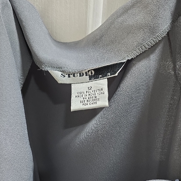 Gray Sleeveless Top & Sage green Skirt Set with Floral Embroidery - Picture 13 of 13